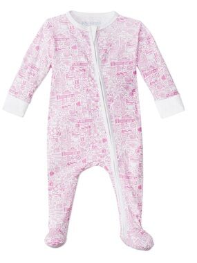 Joy Street NYC Pink Printed Zip-Front Kids Pajamas